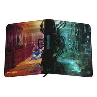 Ultimate Guard Zipfolio 360 Xenoskin mit gruseligem Duskmourn-Design, Magic: The Gathering, geöffnet.