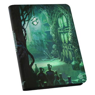 Ultimate Guard Zipfolio 360 Xenoskin mit gruseligem "Duskmourn: House of Horror" Design, zeigt einen unheimlichen Keller.