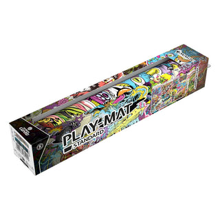 Ultimate Guard Play-Mat "Aetherdrift" mit buntem Stickerbomb-Design in Verpackung.