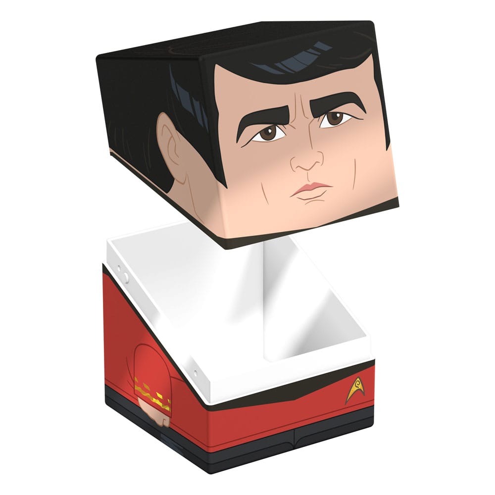 Squaroes Scotty Deck-Box, Star Trek Design, geöffnete Box zur Aufbewahrung von TCG-Decks und Sammlerstücken.