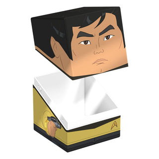 Sulu Squaroe Deck-Box, Star Trek: TOS, geöffnete Box mit Sulu-Design, für TCG-Decks und Sammlerstücke.
