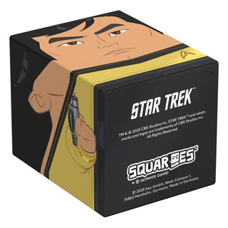 Star Trek Sulu Squaroe Box von Ultimate Guard, Sammelbox für TCG-Decks, mit Sulu-Design, schwarz-gelb.