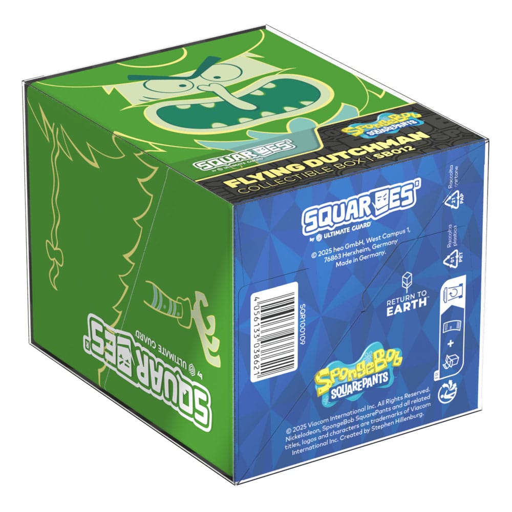 Grüne Squaroe Box mit Flying Dutchman-Motiv, SpongeBob SquarePants™-Edition, von Ultimate Guard für TCG-Decks.