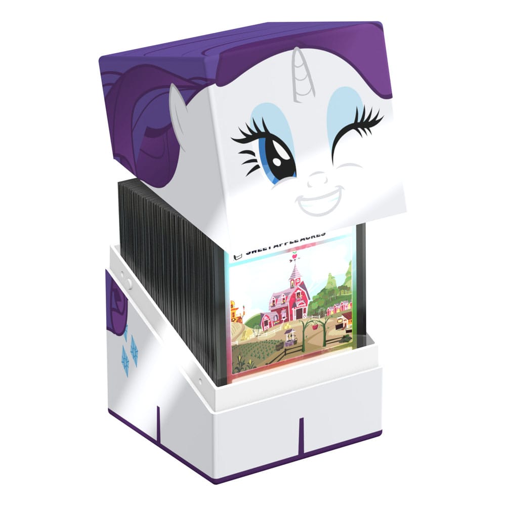 Squaroes Squaroe My Little Pony Rarity Deck-Box, weiß-lila, mit Rarity-Gesicht, für TCG-Decks und Sammlerstücke.