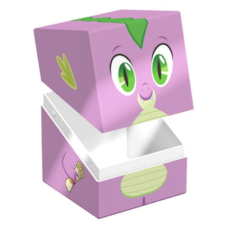 Lila Squaroe-Box mit Spike-Design aus "My Little Pony", geöffnet, für TCG-Decks und Sammlerstücke.