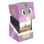 Lila Squaroe-Box mit Spike-Design aus My Little Pony, geöffnet, zeigt Karten im Inneren.