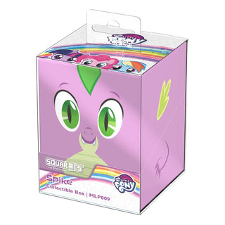 Lila Squaroes Box mit Spike-Motiv aus "My Little Pony", ideal für TCG-Decks und Sammlerstücke.