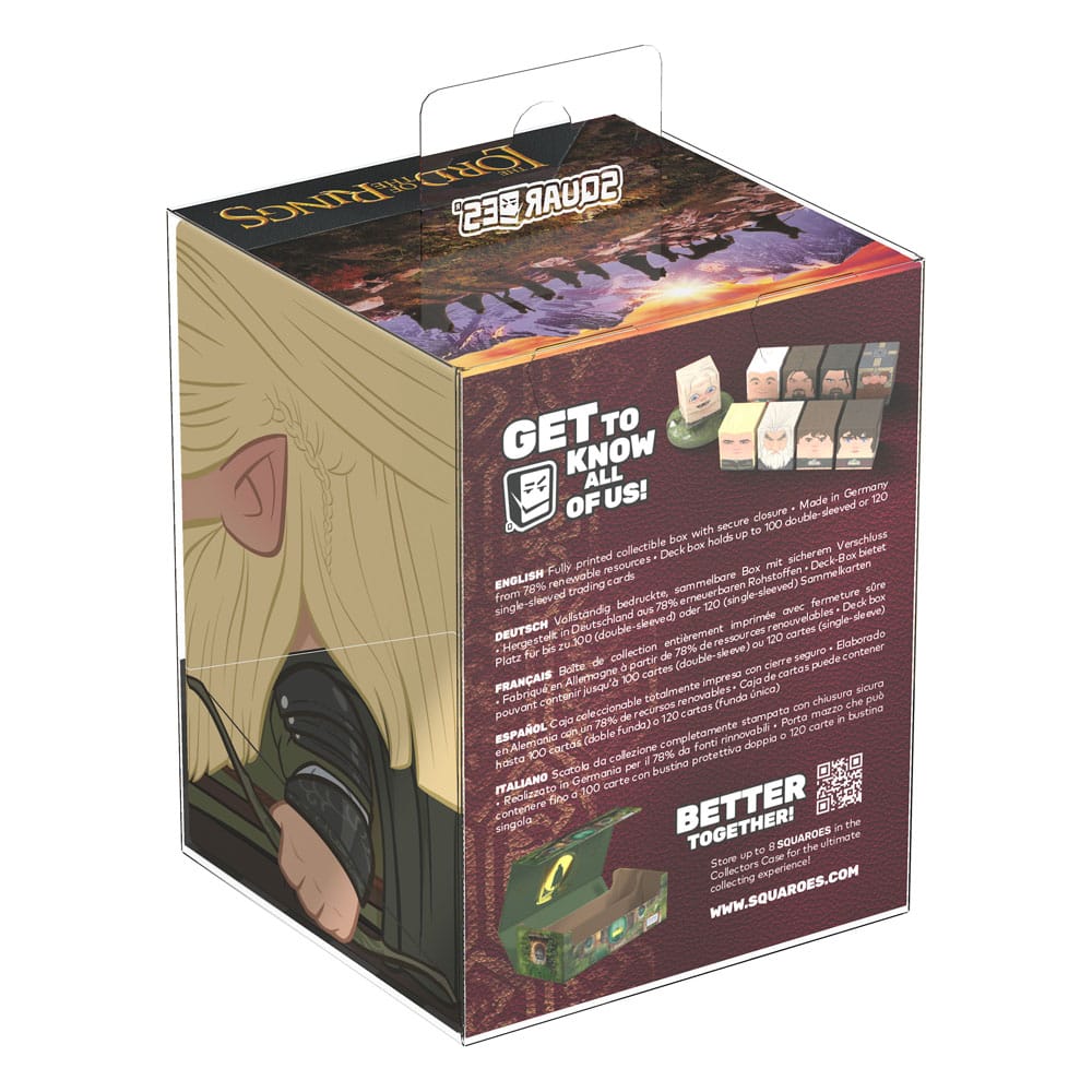 Squaroes LOTR004 Legolas Box für TCG-Decks, zeigt Legolas-Design, ideal für Sammler.