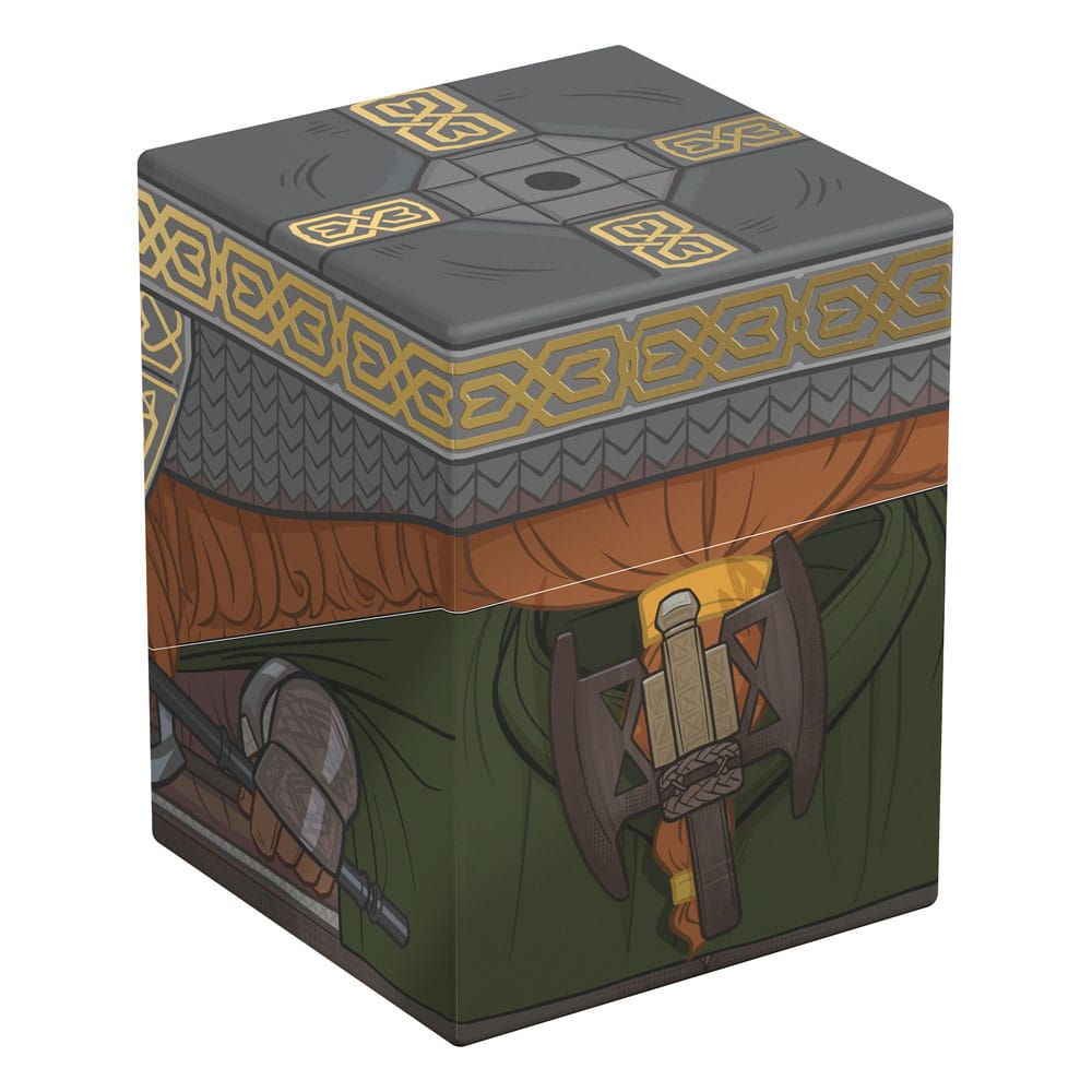 LOTR Gimli Sammelbox von Ultimate Guard, verziert mit Zwergenmotiven, zur Aufbewahrung von TCG-Decks und Sammlerstücken.