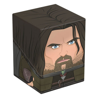 Sammelbox mit Aragorn-Design aus Herr der Ringe, geeignet für TCG-Decks und Sammlerstücke.