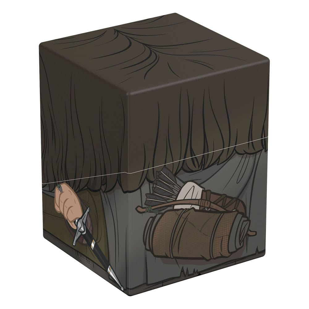 Sammelbox mit Aragorn-Design aus Herr der Ringe, ideal für TCG-Decks und Sammlerstücke.