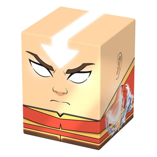 Squaroes Squaroe Avatar Aang Deck-Box, würfelförmig, mit Aangs Gesicht und Pfeil, für TCG-Decks und Sammlerstücke.