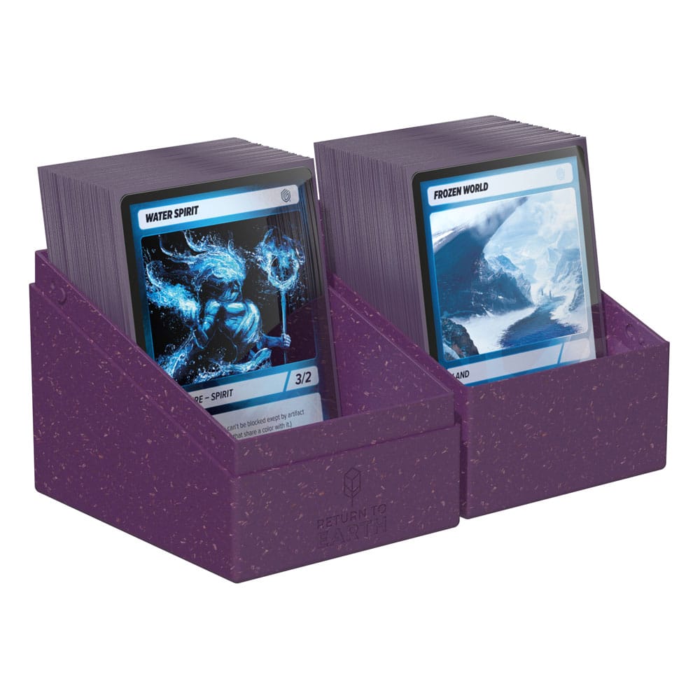 Violette Ultimate Guard Boulder Deck Box 133+ mit Karten, nachhaltiges TCG-Zubehör.