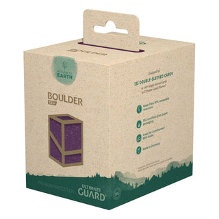 Ultimate Guard Boulder Deck Case 133+ in Violett, nachhaltige Verpackung für TCG-Karten, FSC-zertifiziert.