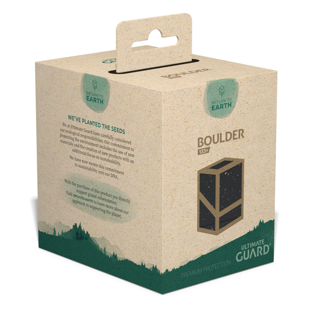 Ultimate Guard Return To Earth Boulder Deck Case 133+ in schwarzer Verpackung, nachhaltiges Design.