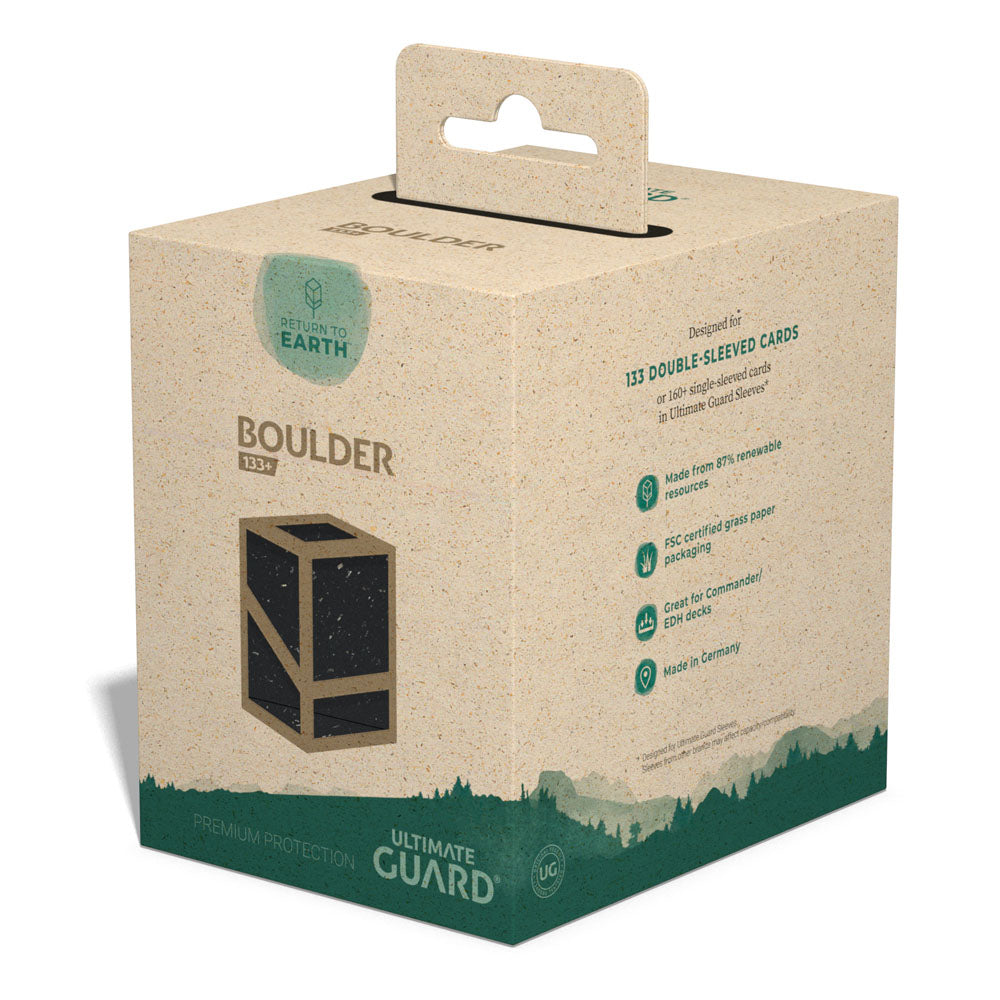Ultimate Guard Boulder Deck Case 133+ in Schwarz, nachhaltige Verpackung, geeignet für Commander-Decks.
