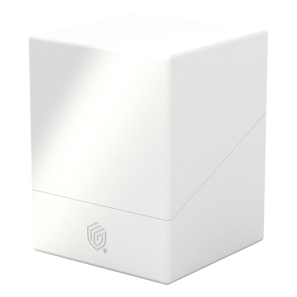 Weiße Ultimate Guard Boulder 100+ Kartenbox, stabil, für 100 doppelt gesleevte Karten.