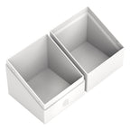 Weiße Ultimate Guard Boulder 100+ Kartenbox, geöffnet, für 100 doppelt gesleevte Karten.