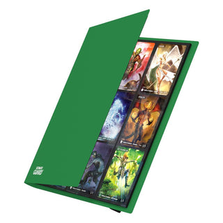 Grüne Ultimate Guard Flexxfolio 360 Sammelmappe mit Karten in 18-Pocket-Seiten.