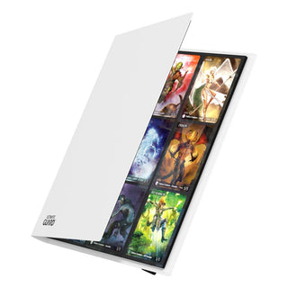 Weißer Ultimate Guard Flexxfolio 360 Kartenordner mit 18-Pocket-Seiten, zeigt Sammelkarten.