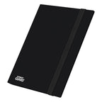 Schwarze Ultimate Guard Flexxfolio 360 Kartenmappe mit elastischem Verschluss, 18-Pocket-Design für Sammelkarten.