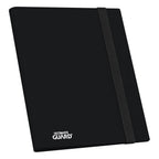 Schwarze Ultimate Guard Flexxfolio 360 Kartenmappe mit elastischem Band, 18-Pocket-Design für Sammelkarten.