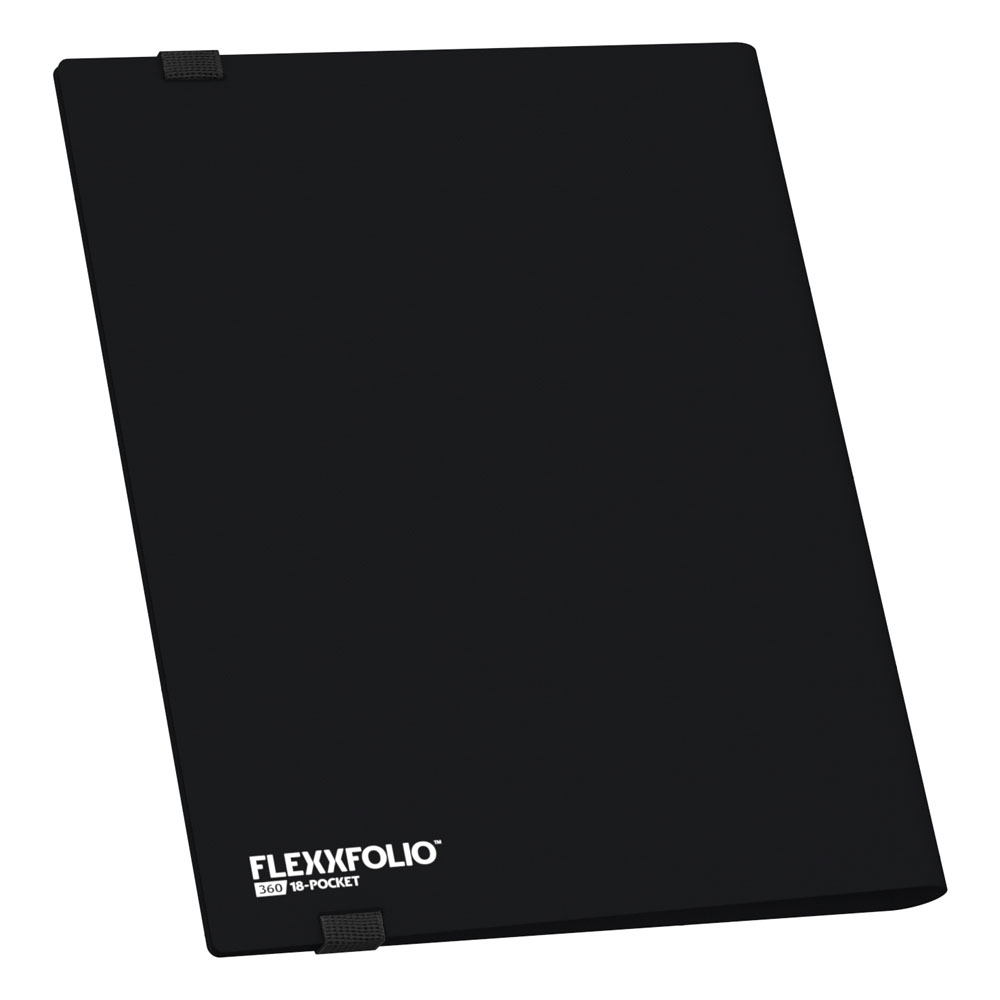 Schwarze Ultimate Guard Flexxfolio 360 Kartenmappe mit 18-Pocket-Design für Sammelkarten.