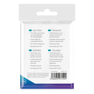 Ultimate Guard Precise-Fit Sleeves, 100 transparente Kartenhüllen, Standardgröße, säurefrei, kein PVC, mehrsprachige Verpa...