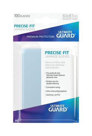 Ultimate Guard Precise-Fit Sleeves, 100 transparente Kartenhüllen, japanische Größe, für Sammelkarten, Premium-Schutz.