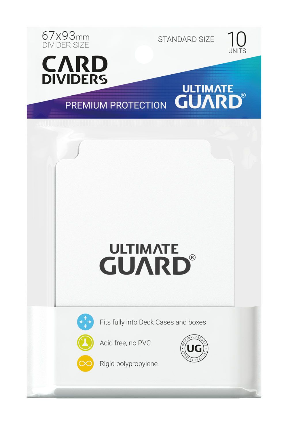 Weiße Ultimate Guard Kartentrenner, 10 Stück, aus Polypropylen, beschreibbar, für Kartensammlungen, Standardgröße.