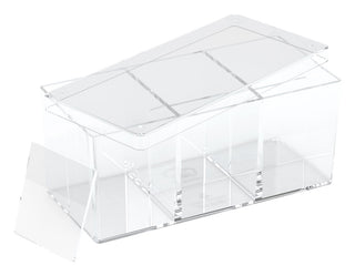 Transparente Ultimate Guard Stack´n´Safe Card Box 480 für bis zu 480 Karten, geöffnet mit abnehmbarem Deckel.