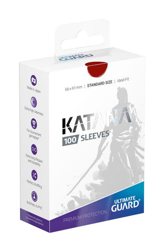 Ultimate Guard Katana Sleeves, 100 Stück, Standardgröße, rot, Premium-Kartenschutz, Made in Japan.