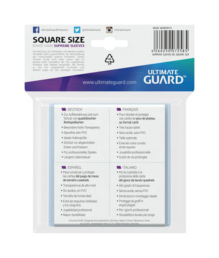 Ultimate Guard Supreme Sleeves für quadratische Brettspielkarten, 50er Pack, Schutz und Aufbewahrung, hohe Transparenz.