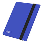 Blaue Ultimate Guard Flexxfolio 160 Kartenmappe mit schwarzem Gummiband, 8-Pocket Design für Sammelkarten.