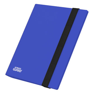 Blaue Ultimate Guard Flexxfolio 160 Kartenmappe mit schwarzem Gummiband, 8-Pocket Design für Sammelkarten.