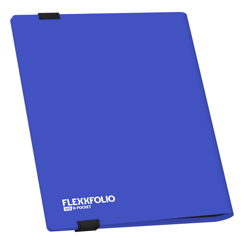 Blaues Ultimate Guard Flexxfolio 160, 8-Pocket Kartenmappe, strapazierfähig für Sammelkarten.