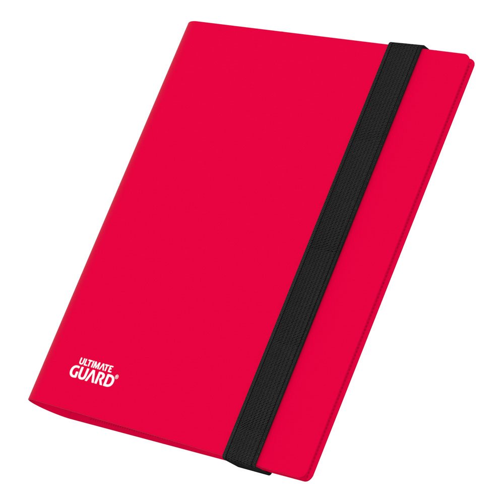 Rote Ultimate Guard Flexxfolio 160 Kartenmappe mit schwarzem Gummiband, 8-Pocket Design.
