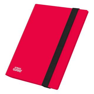 Rote Ultimate Guard Flexxfolio 160 Kartenmappe mit schwarzem Gummiband, 8-Pocket Design.