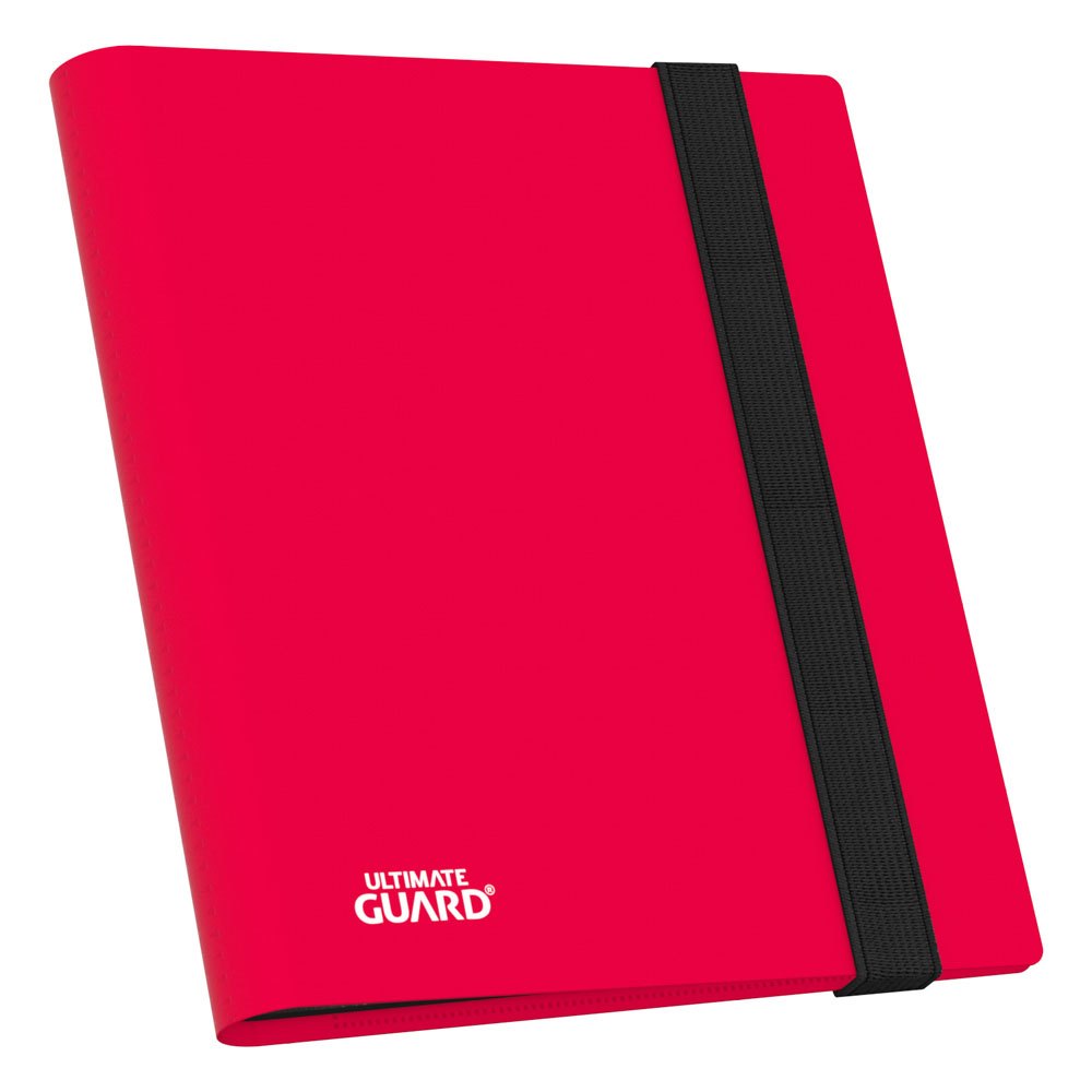 Rote Ultimate Guard Flexxfolio 160 Kartenmappe mit schwarzem Gummiband, 8-Pocket Design für Sammelkarten.