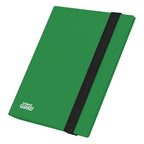 Grüne Ultimate Guard Flexxfolio 160 Kartenmappe mit schwarzem Gummiband, 8-Pocket Design.