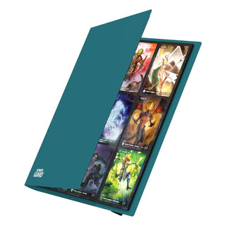 Ultimate Guard Flexxfolio 360 Kartenmappe, petrolblau, mit 18-Pocket-Pages, geöffnet mit Sammelkarten.