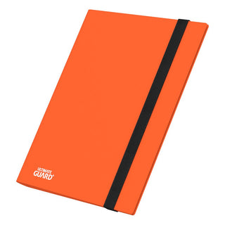 Orange Ultimate Guard Flexxfolio 360 Kartenmappe mit schwarzem Gummiband, 18-Pocket-Design für Sammelkarten.