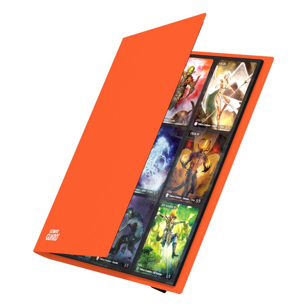 Orange Ultimate Guard Flexxfolio 360 Kartenmappe mit Sammelkarten in 18-Pocket-Seiten.
