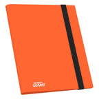 Orange Ultimate Guard Flexxfolio 360 Kartenmappe mit 18-Pocket-Seiten und schwarzem Gummiband.