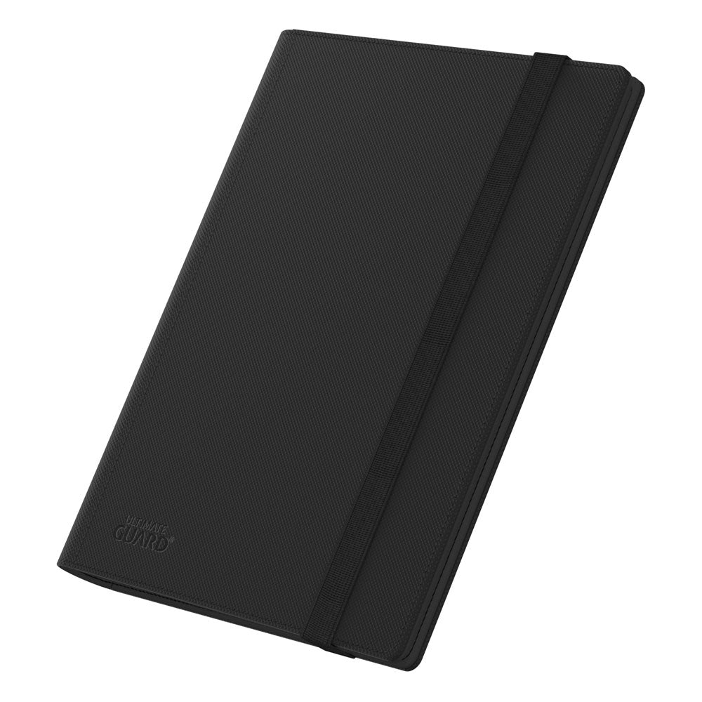 Schwarze Ultimate Guard Flexxfolio 360 Kartenmappe mit XenoSkin-Einband, geschlossen, diagonale Ansicht.