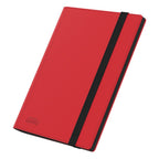 Rote Ultimate Guard Flexxfolio 360 Kartenmappe mit 18-Pocket XenoSkin und schwarzem Gummiband.