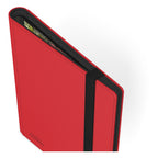 Rote Ultimate Guard Flexxfolio 360 Kartenmappe mit XenoSkin-Einband und elastischem Band, teilweise geöffnet.