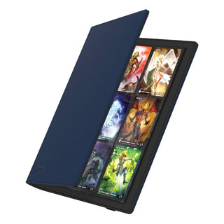 Blaue Kartenmappe Ultimate Guard Flexxfolio 360 mit Sammelkarten in 18-Pocket-Layout.