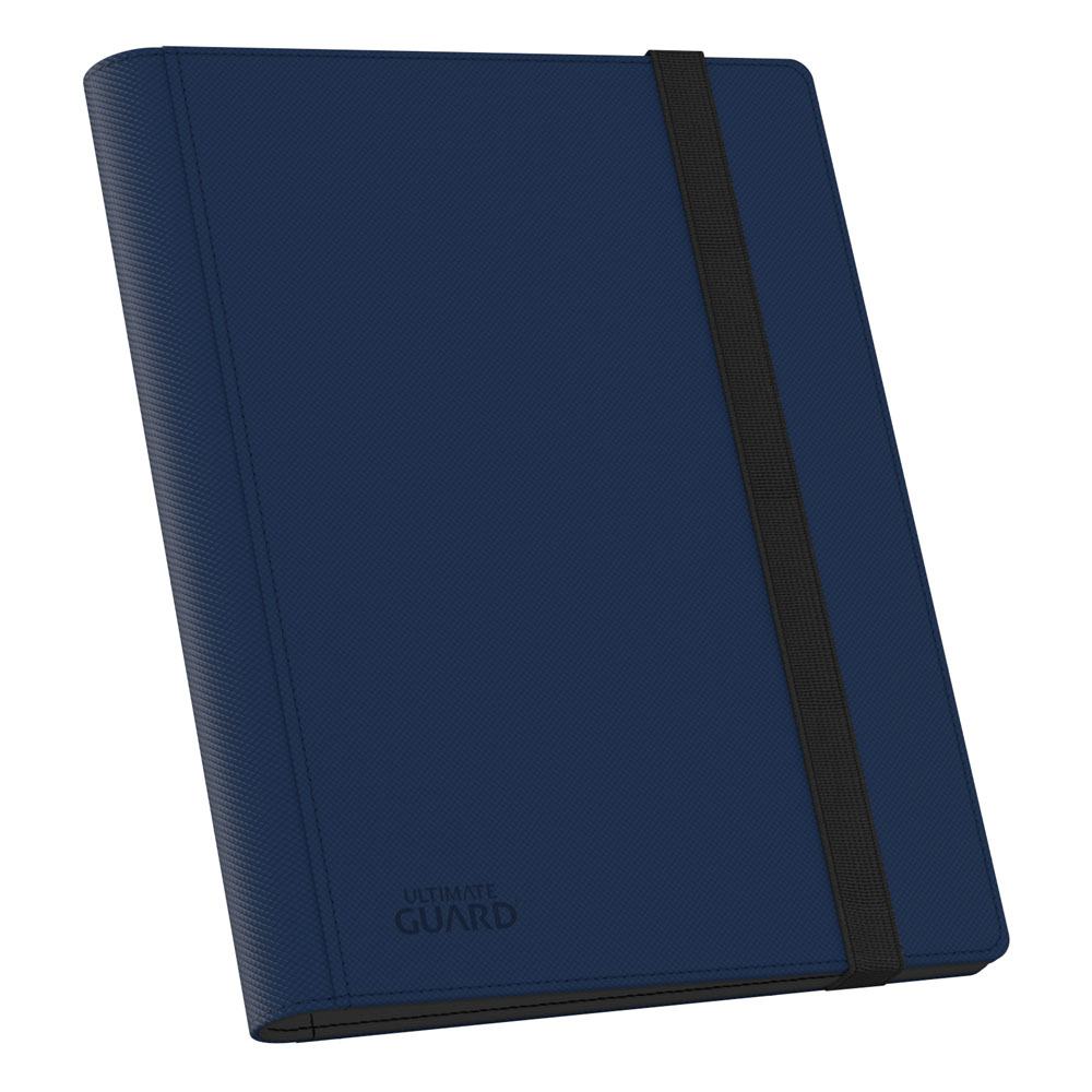 Blauer Ultimate Guard Flexxfolio 360 Kartenordner mit XenoSkin-Einband und elastischem Band.