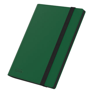 Grüne Ultimate Guard Flexxfolio 360 Kartenmappe mit XenoSkin-Einband und elastischem Verschluss.